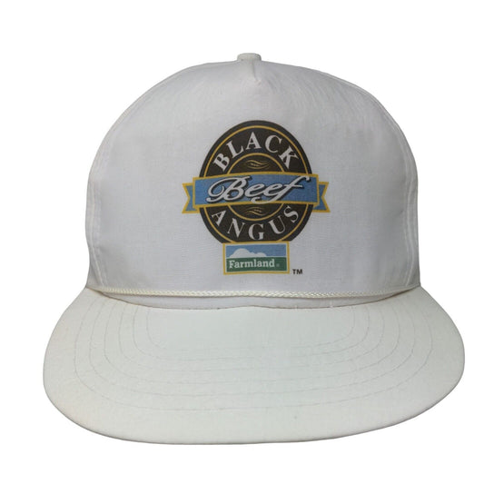 Black Angus Beef Farmland Adult Snapback Hat White OSFA Adjustable 5 Panel Rope