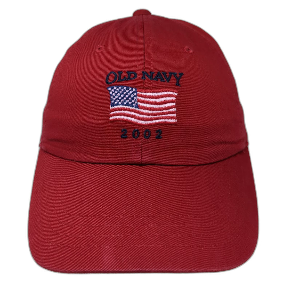 Old Navy Baseball Red S/M Slideback 2002 American Flag Embroidered Cotton Hat