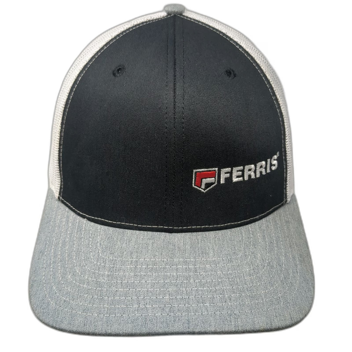 Richardson Trucker Hat Black Gray White One Size Ferris Logo Mesh Back Snapback