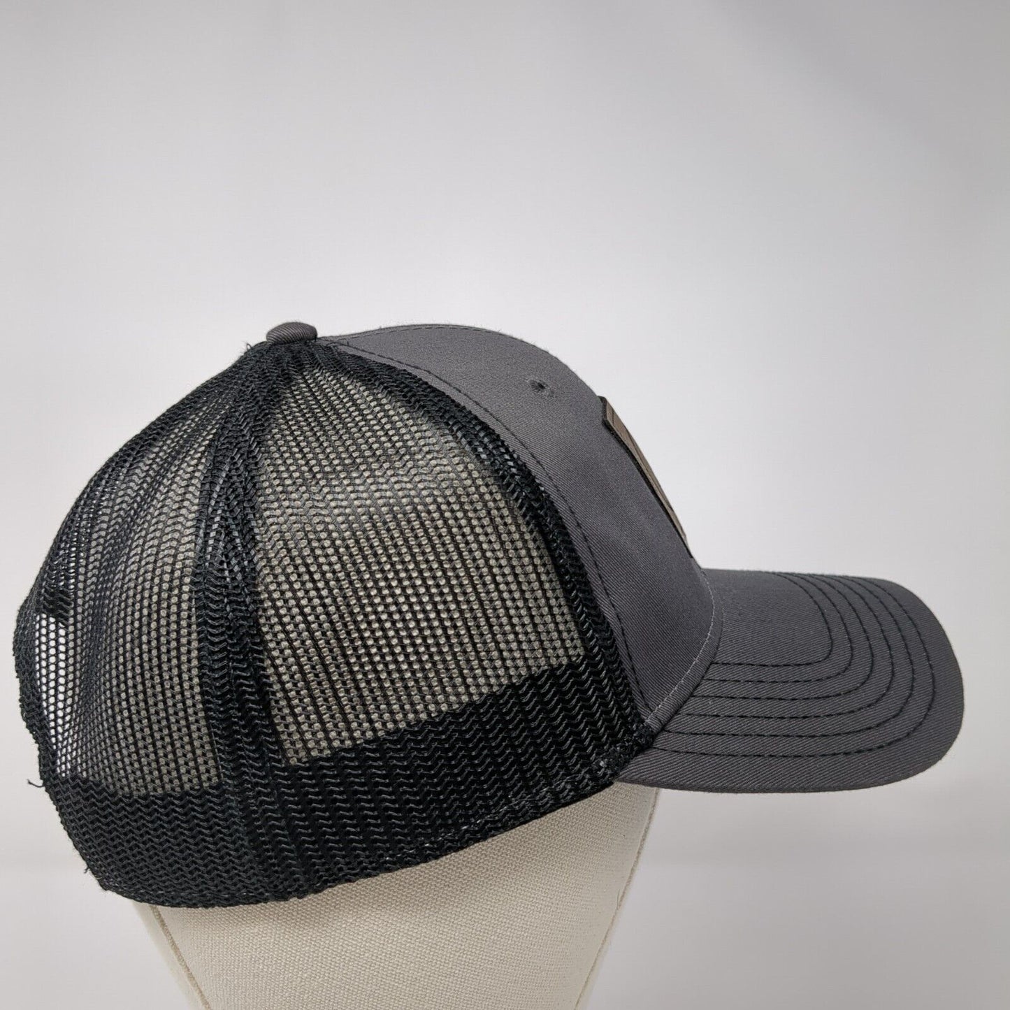 Otto Snapback Trucker Hat Gray One Size Adjustable Mesh Back Leather Patch