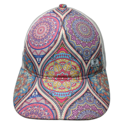 Ariat Trucker Hat Purple One Size Mandala Pattern Mesh Back Snapback Cap Logo