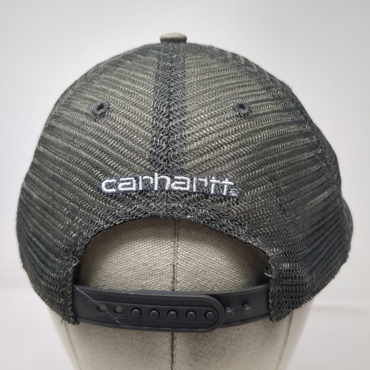 Carhartt Trucker Hat Gray One Size Mesh Back Patch Logo Snapback Workwear Firm