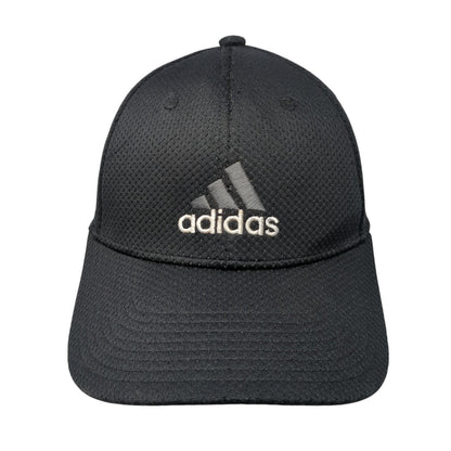 Adidas Fitted Hat Black Embroidered Logo A-Flex Size S/M Polycotton