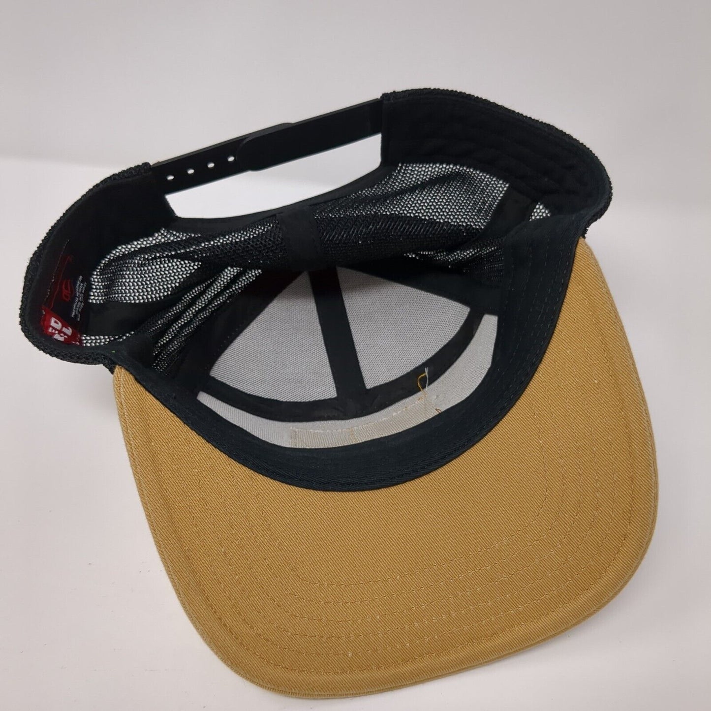 MH Maupin Homes Snapback Trucker Hat Tan OS Adjustable Mesh Red Lbl Outdoor Cap