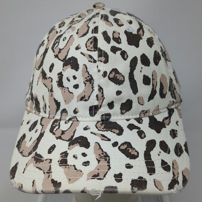 Aerie Baseball Cap White One Size Animal Print Leopard Distressed Brim Hat