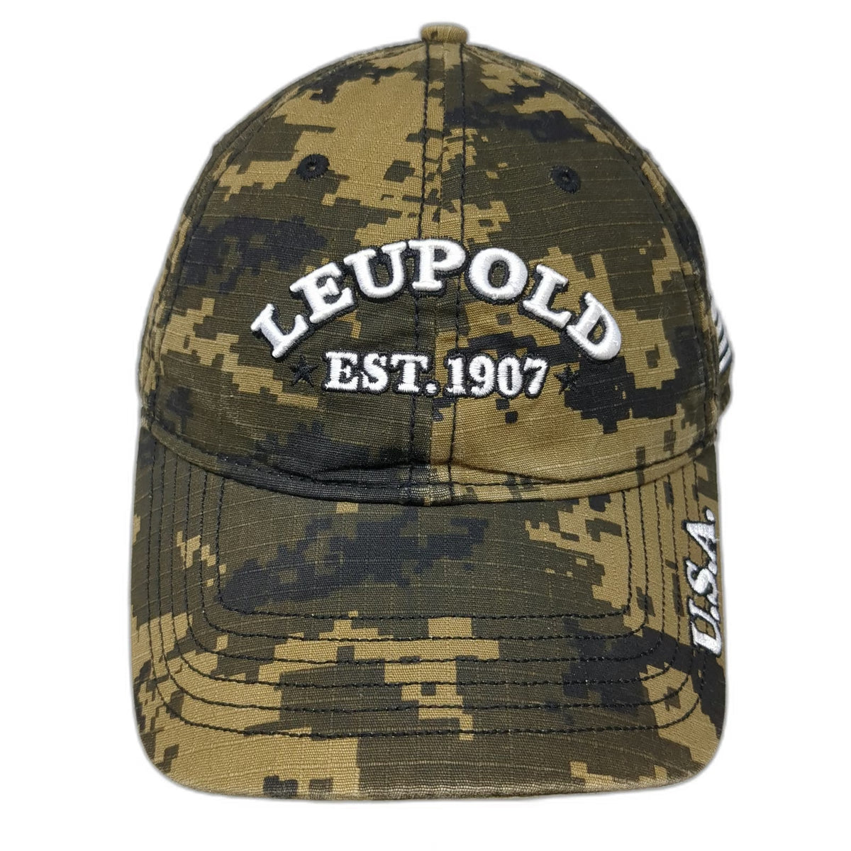 Center Stage Baseball Cap Green One Size Leupold Digital Camo USA Flag Hat