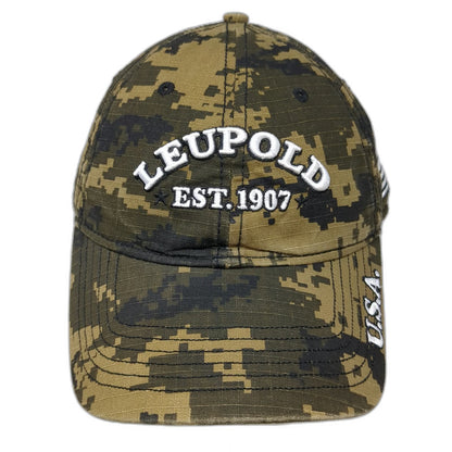 Center Stage Baseball Cap Green One Size Leupold Digital Camo USA Flag Hat