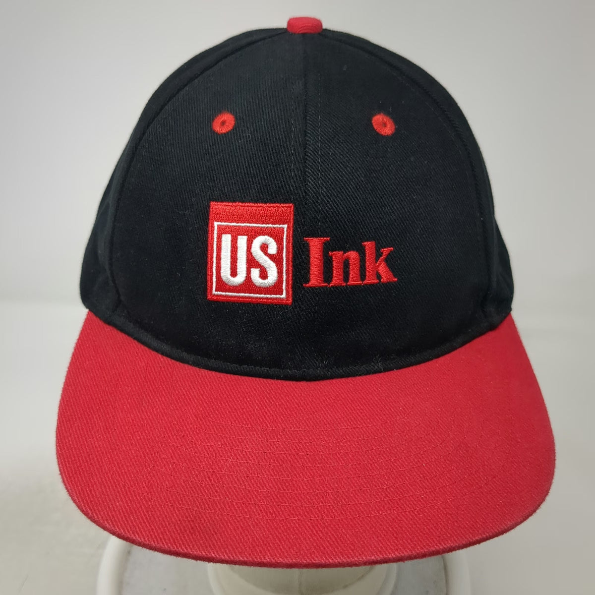Baseball Cap Black Red One Size US Ink Logo Embroidered Slideback Hat Two Tone