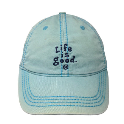 Life Is Good Slideback Hat Greenish-Blue One Size Embroidered 6 Panel