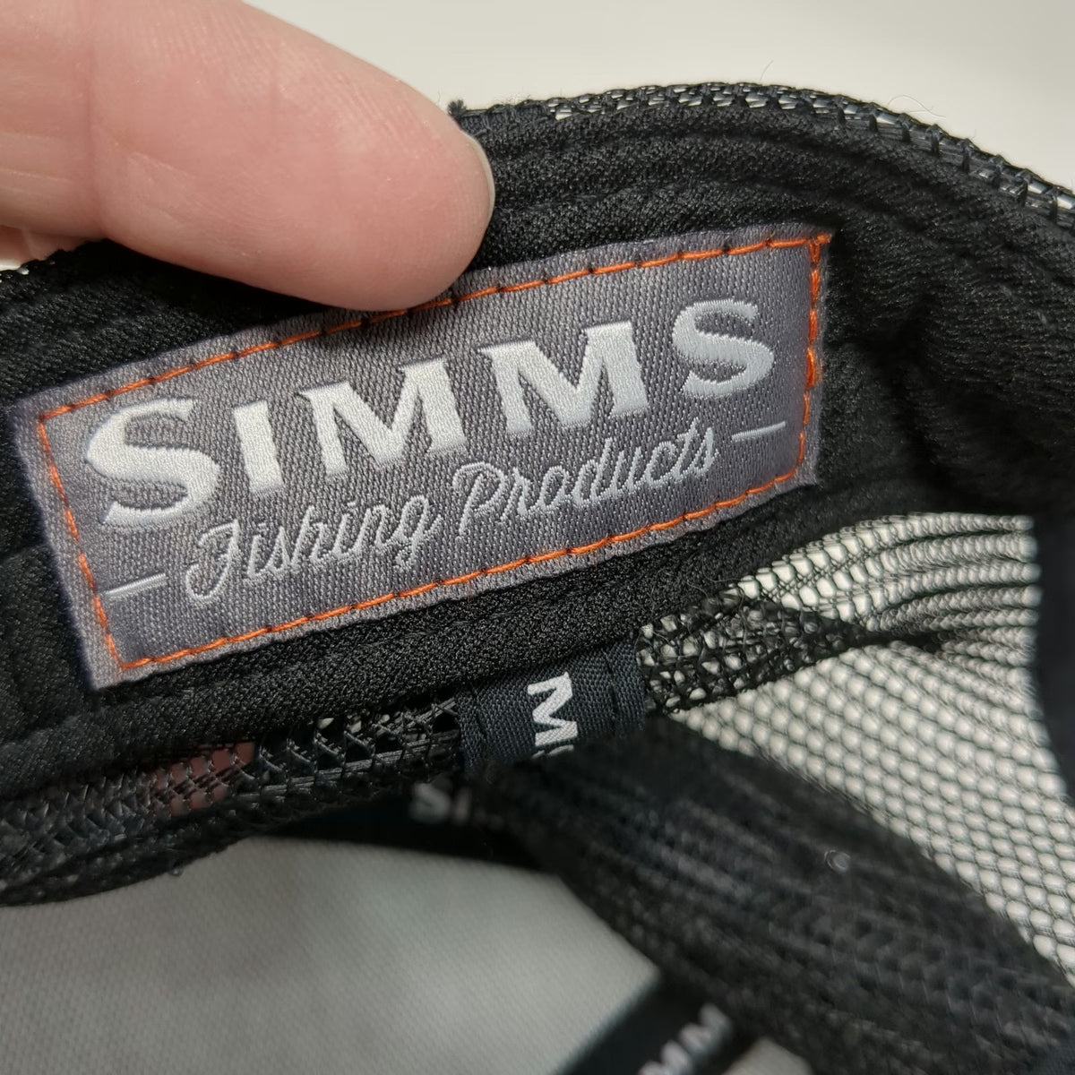 Simms Trucker Hat Blue Orange One Size Snapback Mesh Fishing Supply Patch