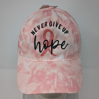 Never Give Up Hope Baseball Cap Pink OS Adjustable Tie Dye Support The Cure