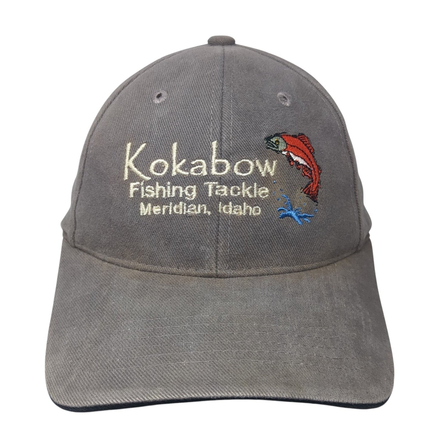 Kokabow Fishing Tackle Meridian Idaho Baseball Cap Gray OS Adjustable Sportsman