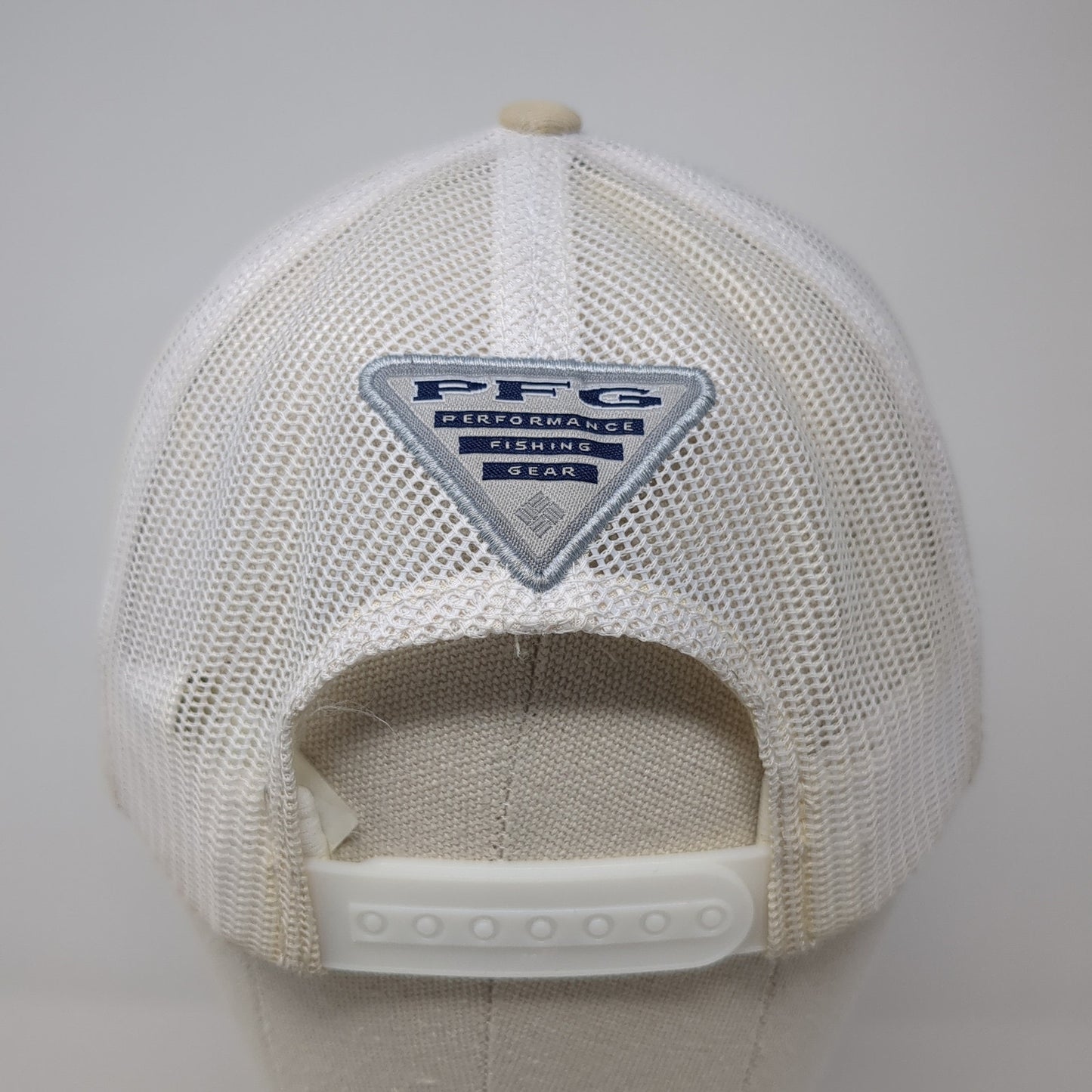 Columbia PFG Fish Flag Trucker Hat Beige One Size Adjustable Patriotic Mesh Back