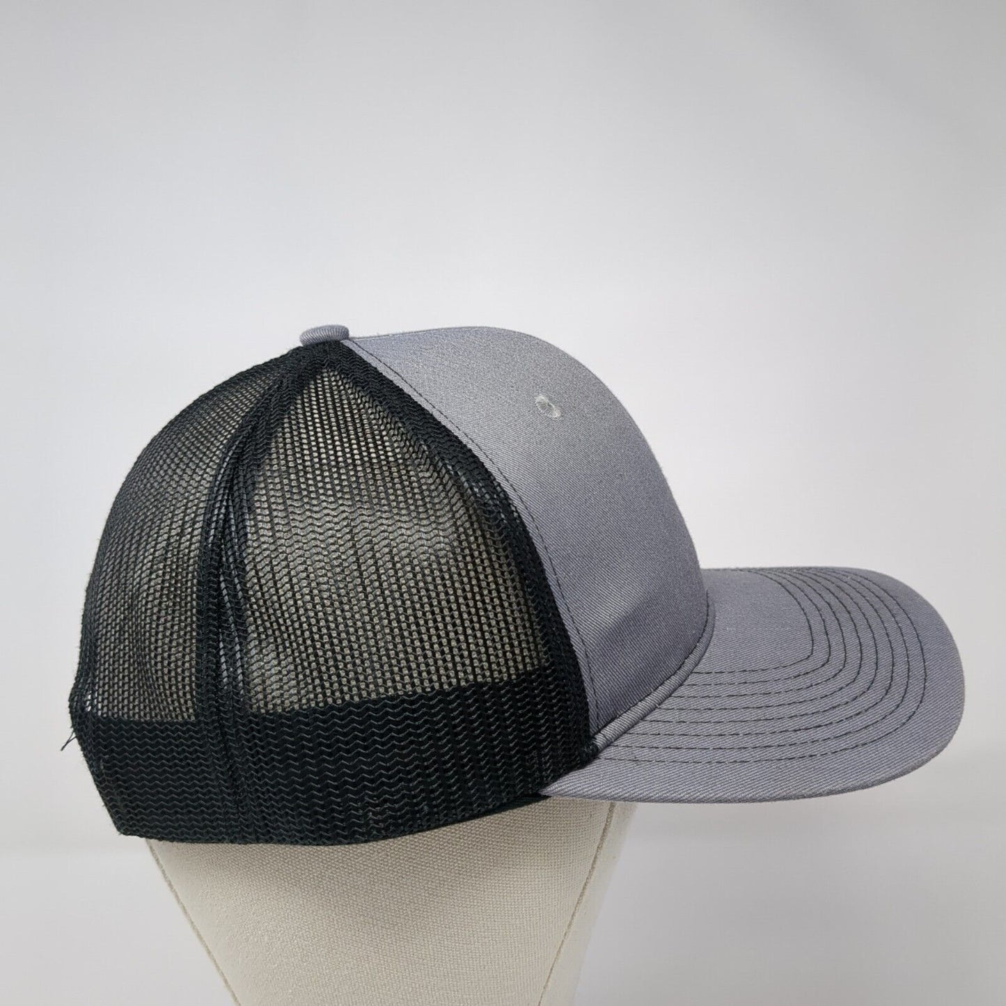 Port Authority Snapback Trucker Hat Gray One Size Adjustable Mesh Back Blank