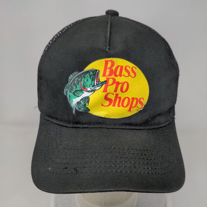Bass Pro Shops Snapback Trucker Hat Black OSFM Mesh Back 6 Panel Gone Fishing