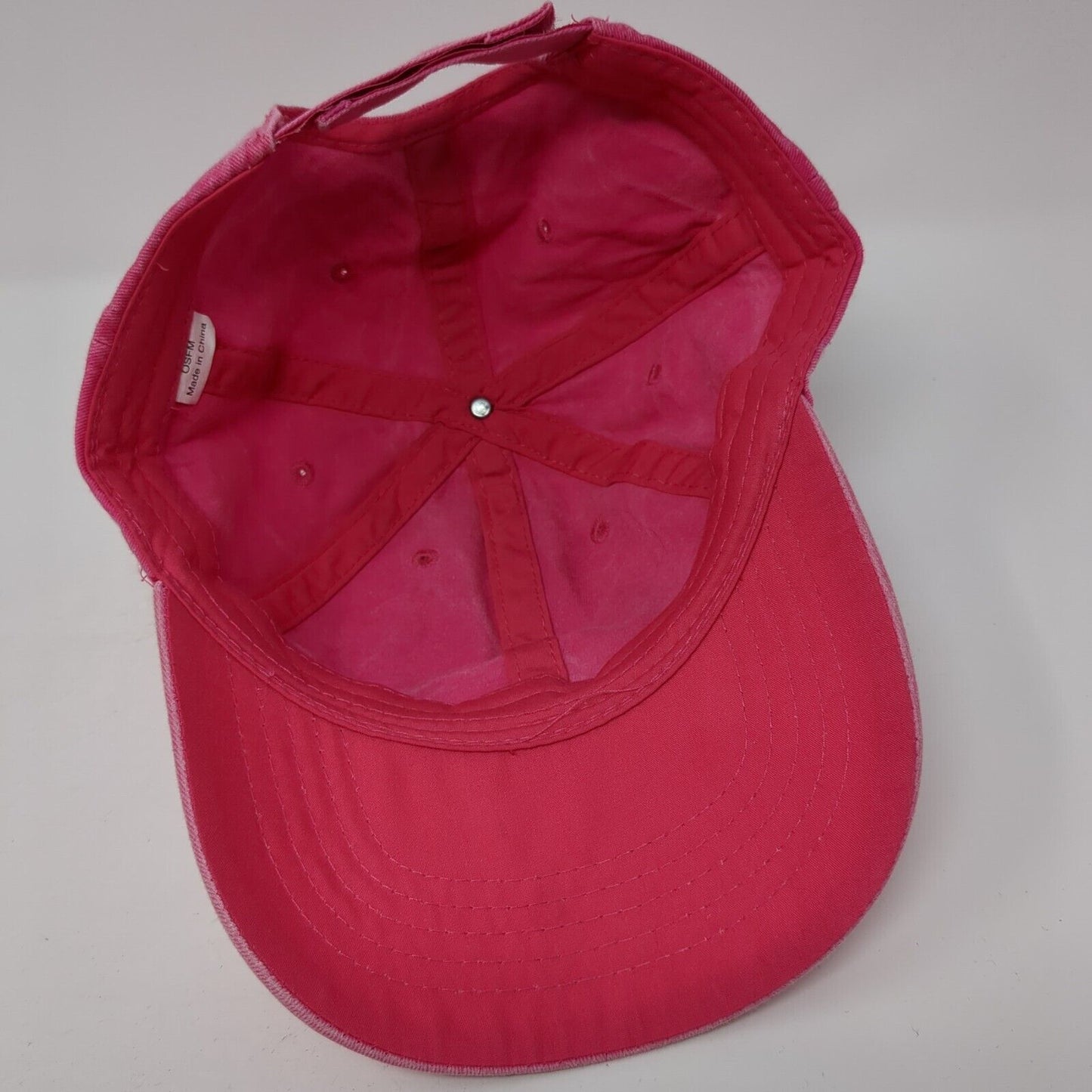 Unbranded Strapback Hat Pink One Size Adjustable Vented Holes 6 Panel Blank