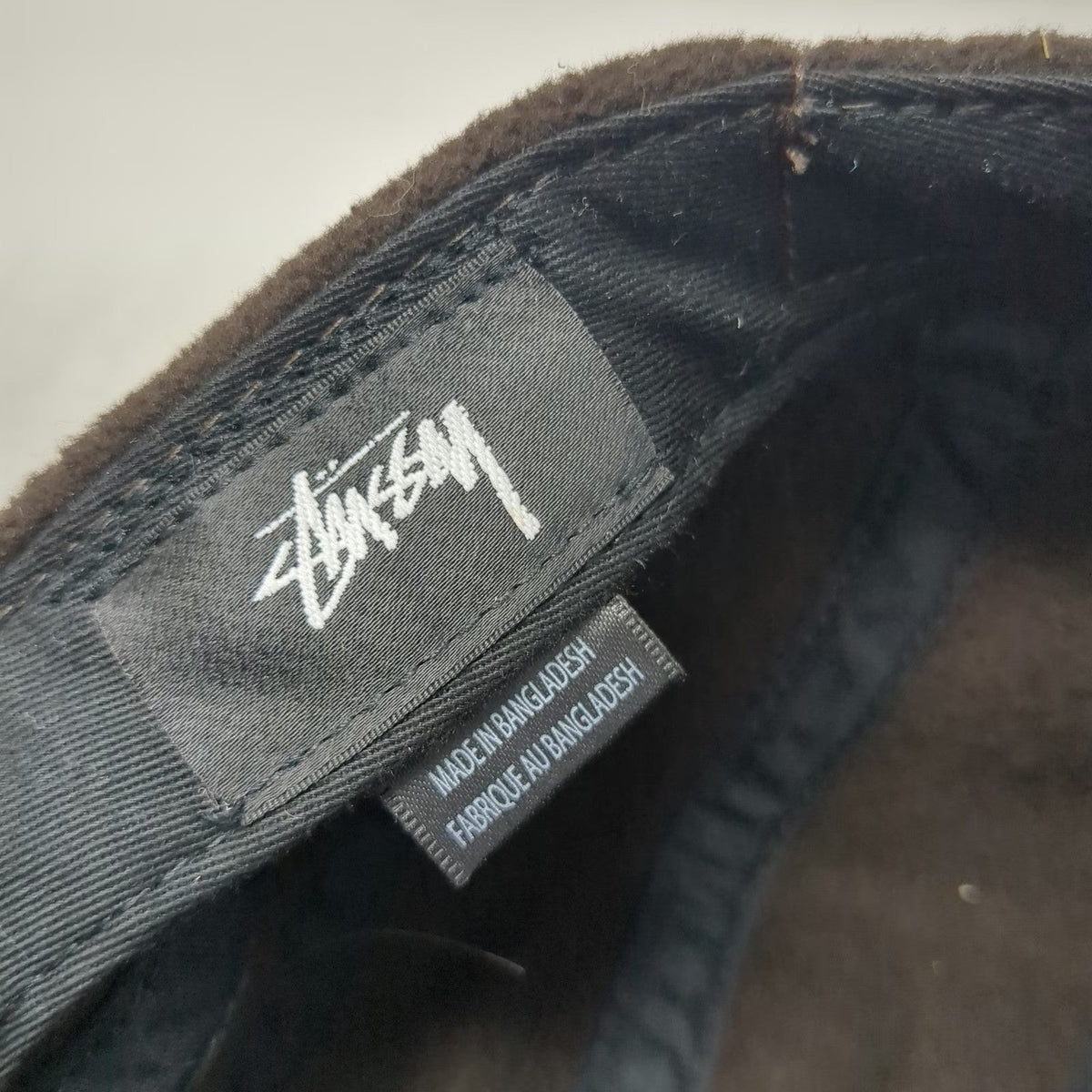 Stussy Baseball Cap Brown One Size Fleece 5 Panel Embroidered Logo Toggle Hat