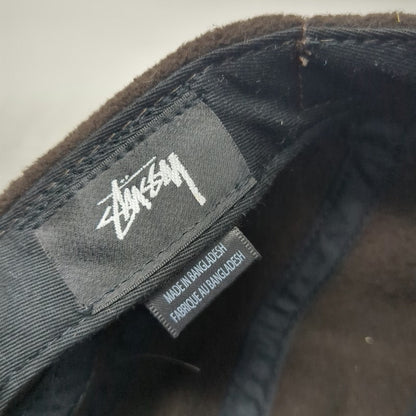 Stussy Baseball Cap Brown One Size Fleece 5 Panel Embroidered Logo Toggle Hat