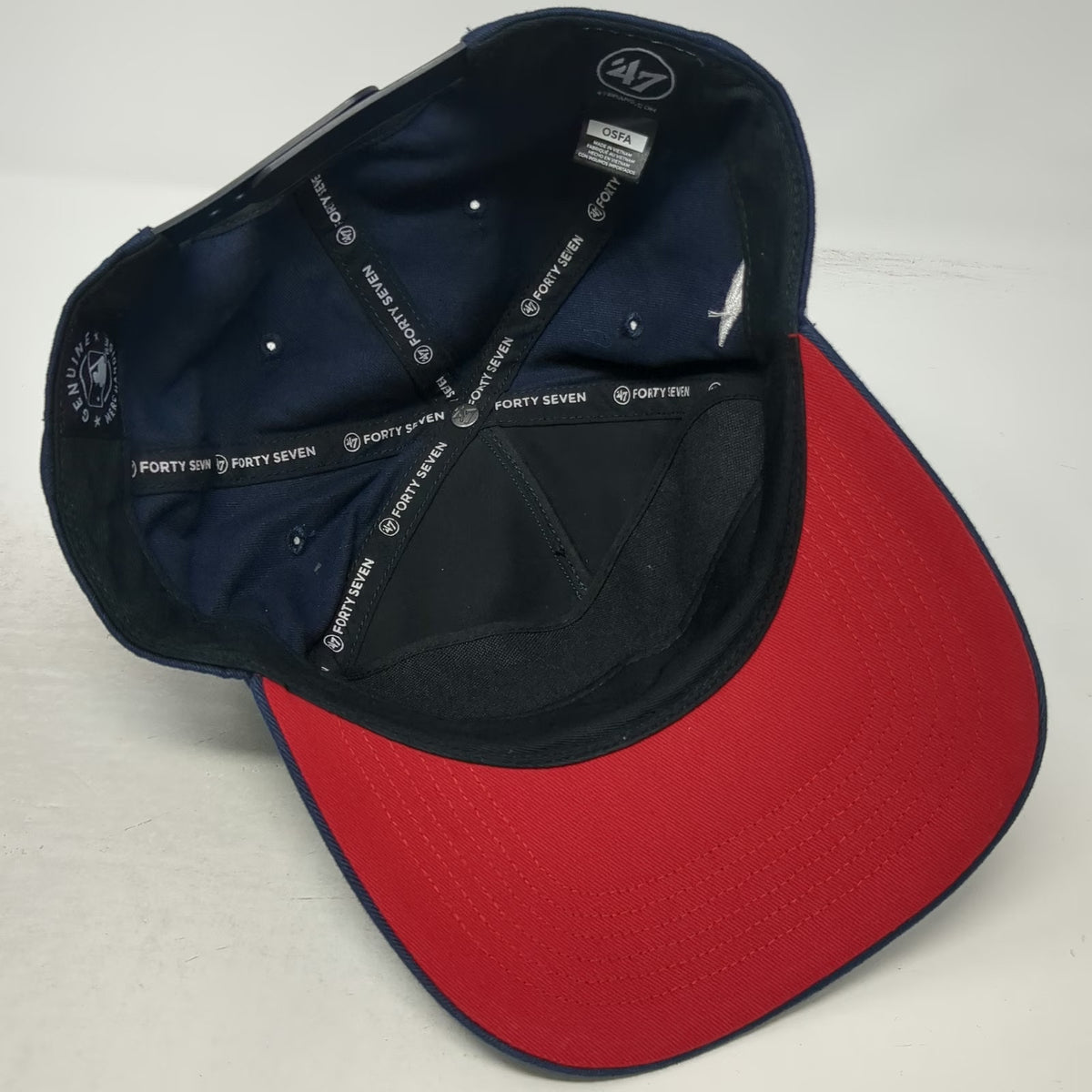 '47 Atlanta Braves MLB 5 Panel Blue Red One Size Snapback Hat Cotton Underbrim