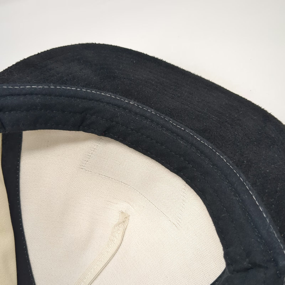 Vans 5 Panel Beige Black One Size Snapback Hat Suede Brim Skateboard Logo Patch