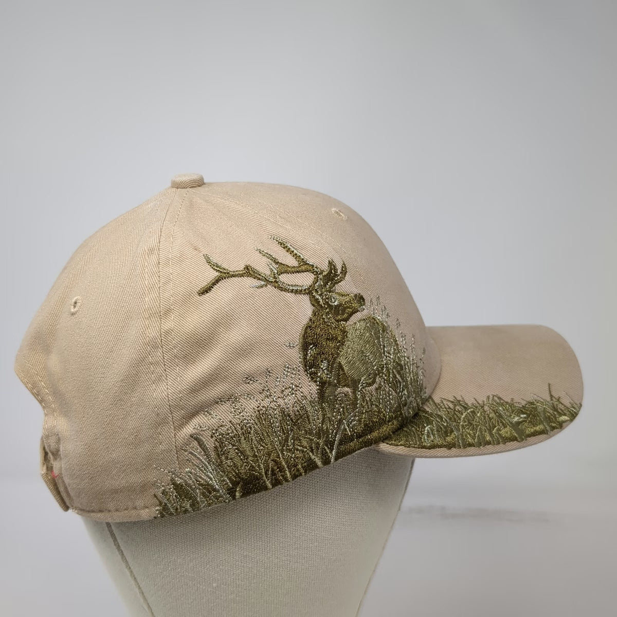Dri Duck Baseball Cap Beige One Size Elk Wildlife Side Wrap Embroidery Hat
