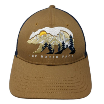 The North Face Trucker Hat Brown Blue One Size Bear Mountain Graphic Mesh Back