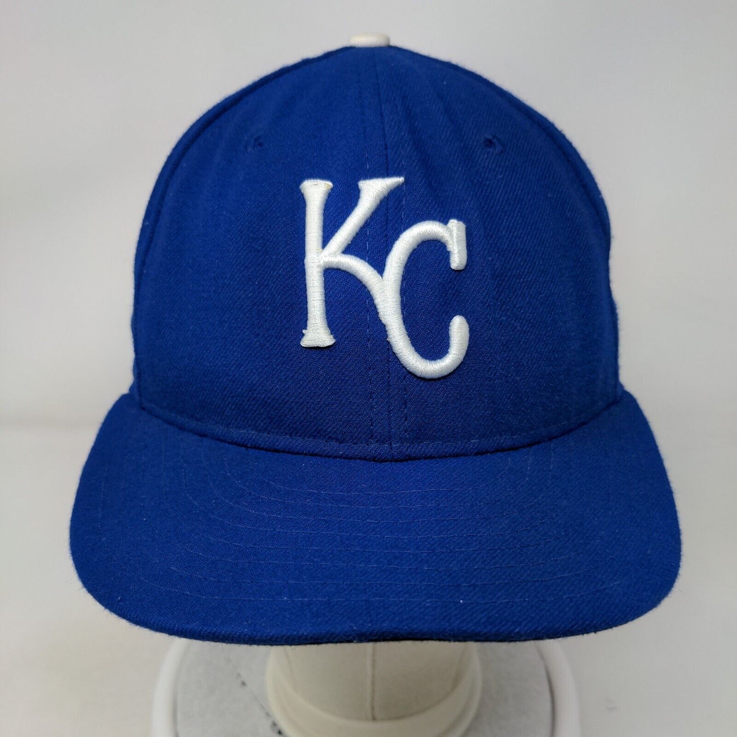 Kansas City Royals Fitted Hat Blue Size 7 1/4 Embroidered Logo MLB Vintage USA