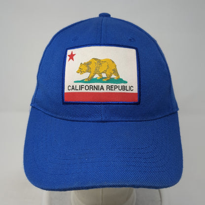 California Republic Bear Flag Strapback Hat Blue One Size Adjustable