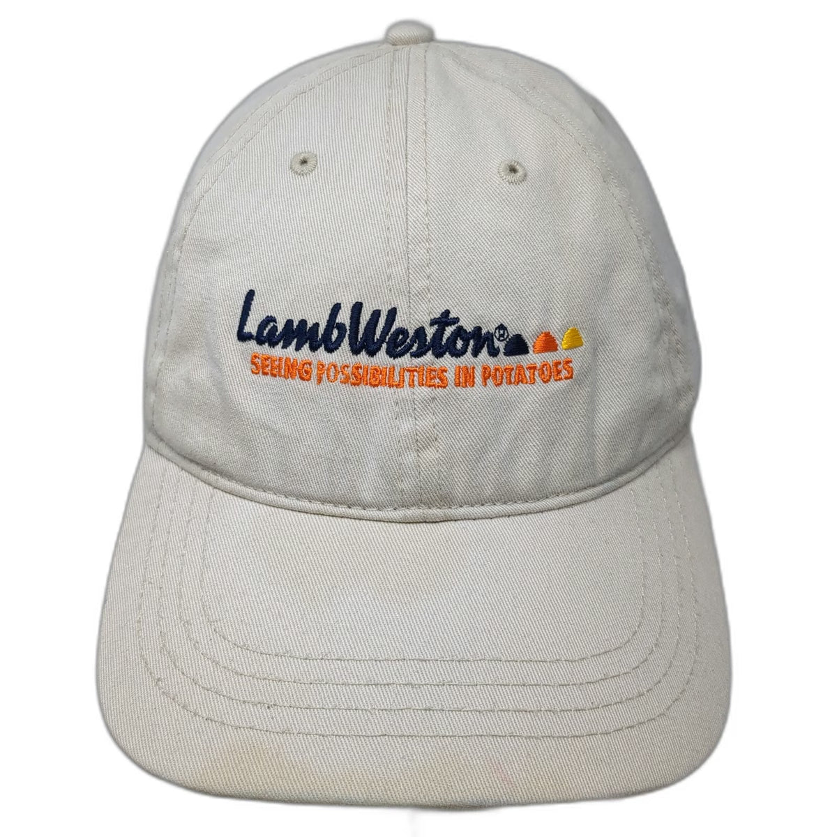 Cap America Lamb Weston Potato Logo Beige Baseball Hat One Size Adjustable Slide