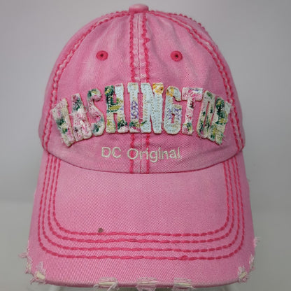 Robin Ruth Baseball Cap Pink One Size Washington DC Floral Distressed Hat