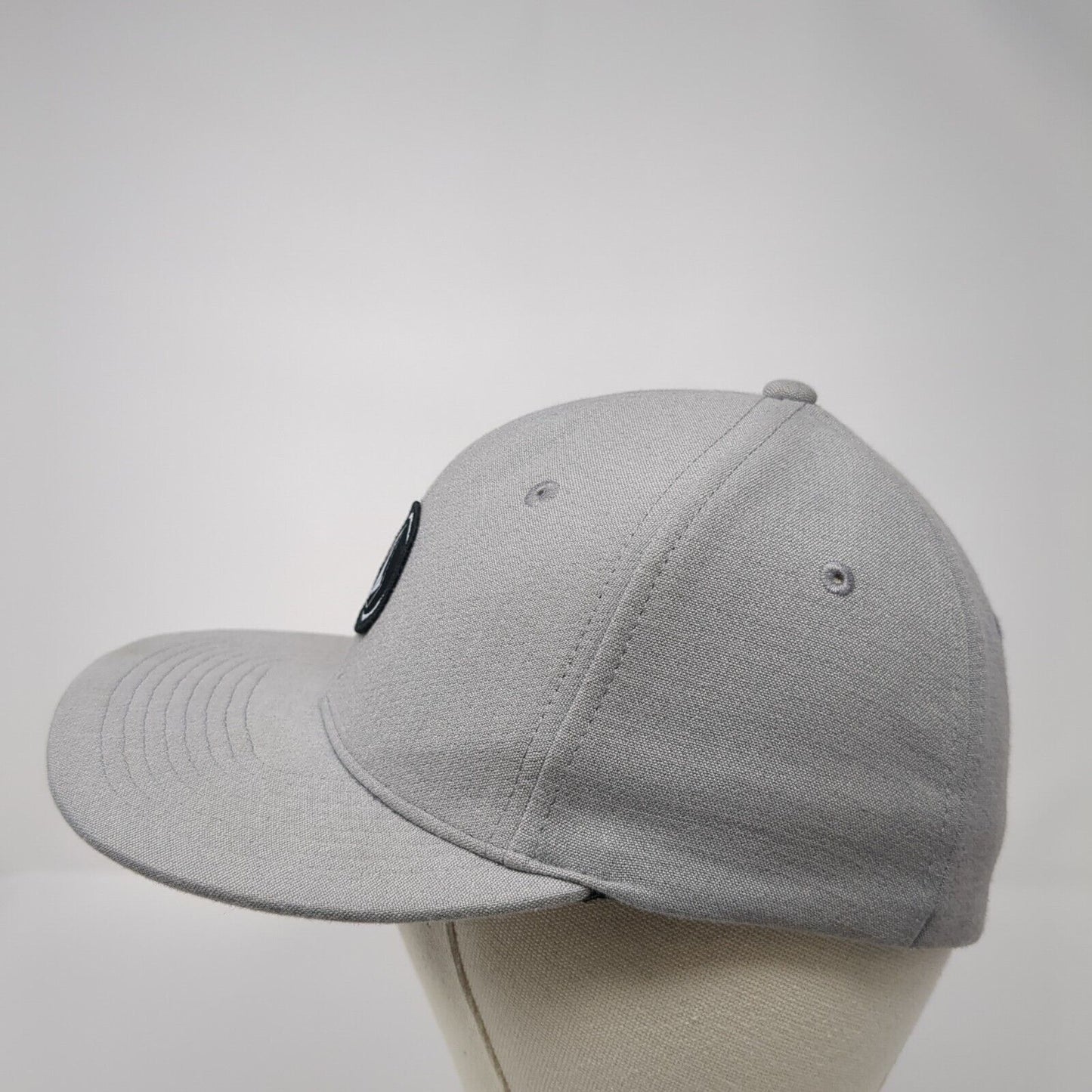 Volcom Fitted Hat Gray One Size Adjustable Patch Logo Vented Holes 6 Panel
