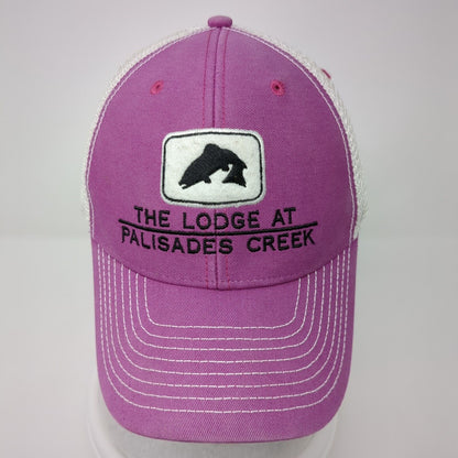 The Lodge At Palisades Creek Trucker Hat Pink One Size Mesh Back Ouray