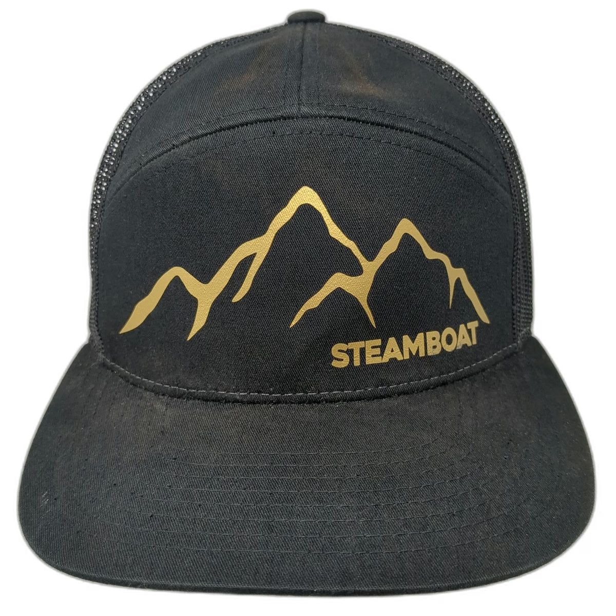 Ski Town All-Stars Steamboat Mountain Trucker Hat Black One Size Snapback Mesh