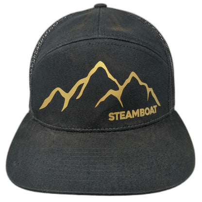 Ski Town All-Stars Steamboat Mountain Trucker Hat Black One Size Snapback Mesh