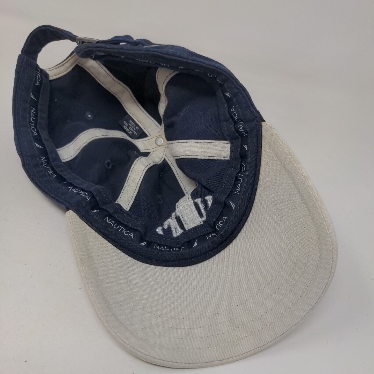 Nautica Slideback Hat Blue One Size Adjustable Embroidered 6 Panel Cotton