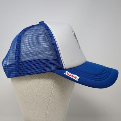Sonic Grillo's Pickles Trucker Hat Blue One Size Snapback Mesh Foam Graphic