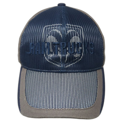Ram Trucks Blue Gray Mesh Front Baseball Cap Hat One Size Strapback Dodge Mopar