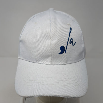 La Strapback Hat White One Size Adjustable Embroidered Solid 6 Panel