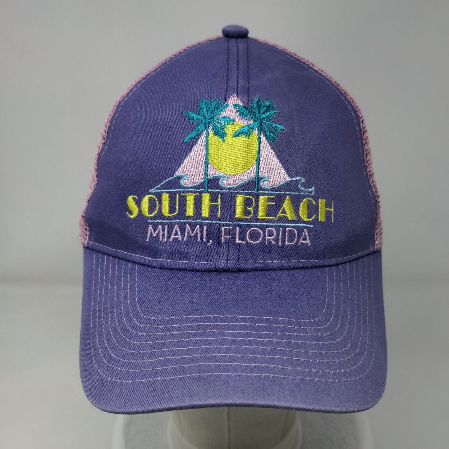 South Beach Miami Florida Strapback Trucker Hat Multi One Size Mesh Back