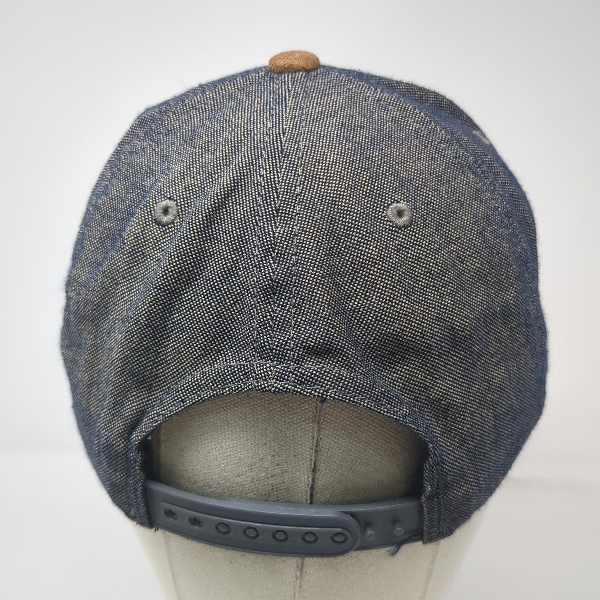 Brixton Snapback Hat Blue Brown One Size Denim Suede Flat Brim Logo Patch