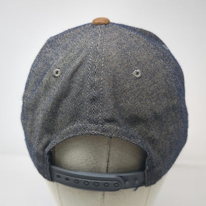 Brixton Snapback Hat Blue Brown One Size Denim Suede Flat Brim Logo Patch