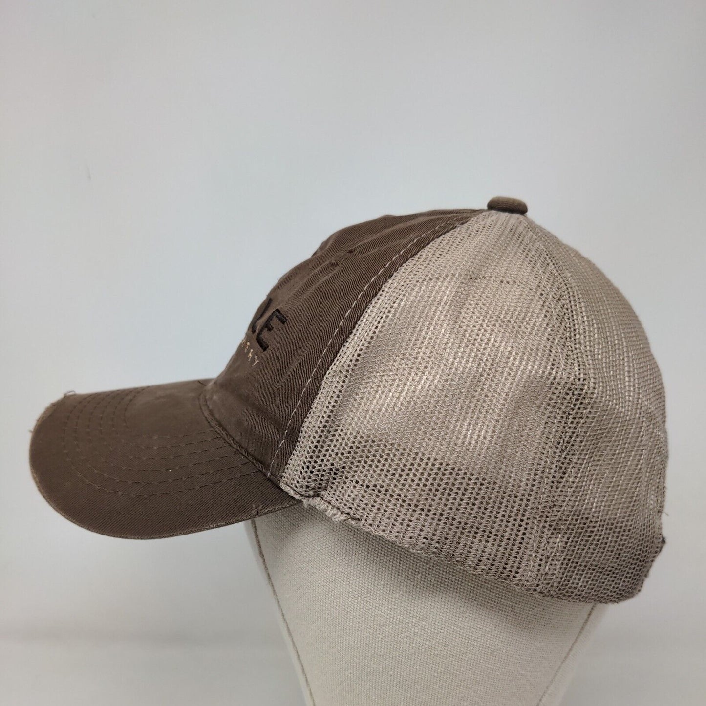 Lyle Machinery Strapback Mesh Back Trucker Hat Brown One Size Embroidered