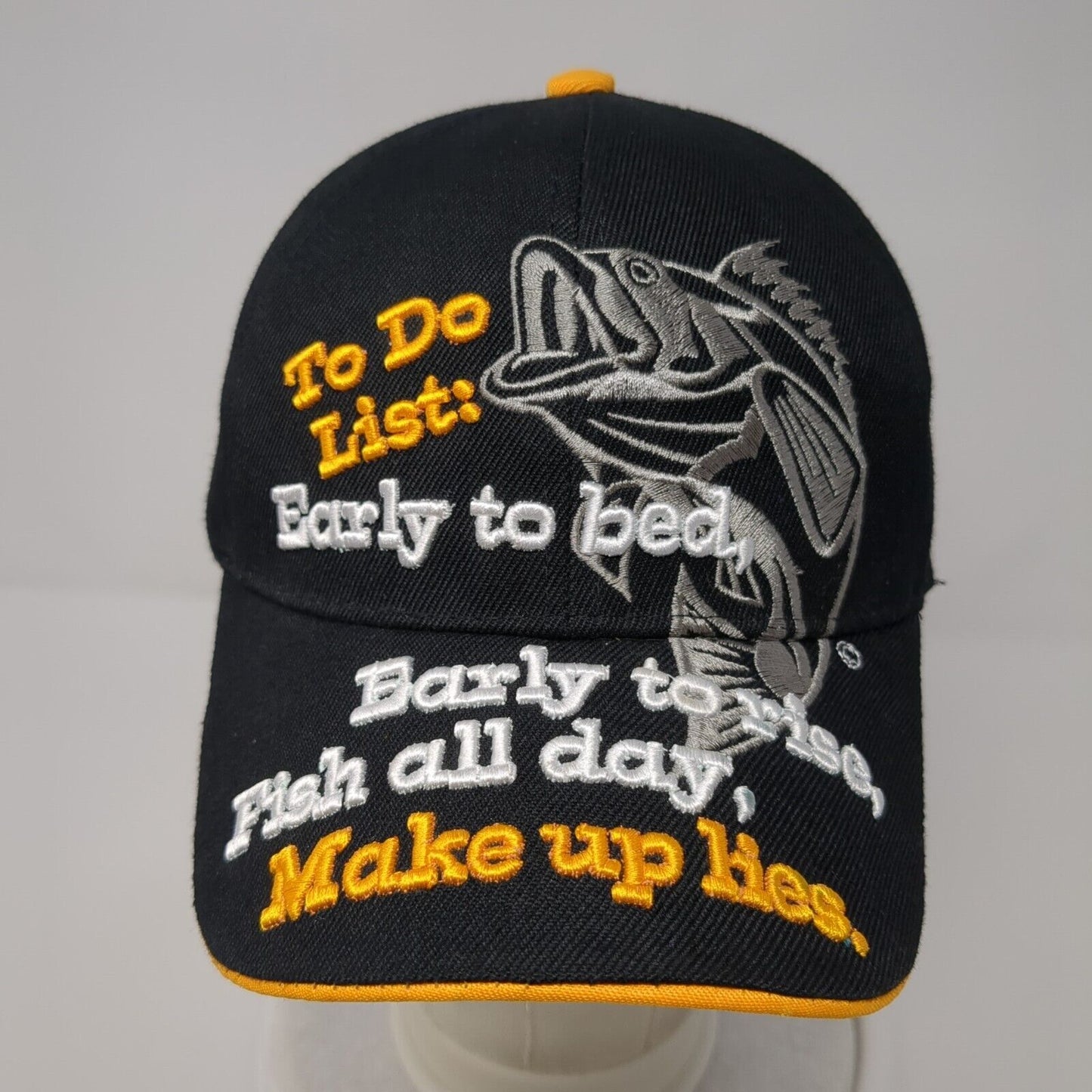 To Do List Fish All Day Strapback Hat Black One Size Embroidered 6 Panel