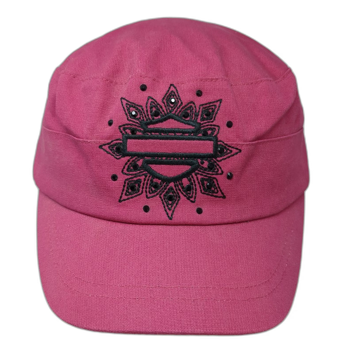 Harley-Davidson Army Cap Pink One Size Bar & Shield Mandala Studded Cotton Hat