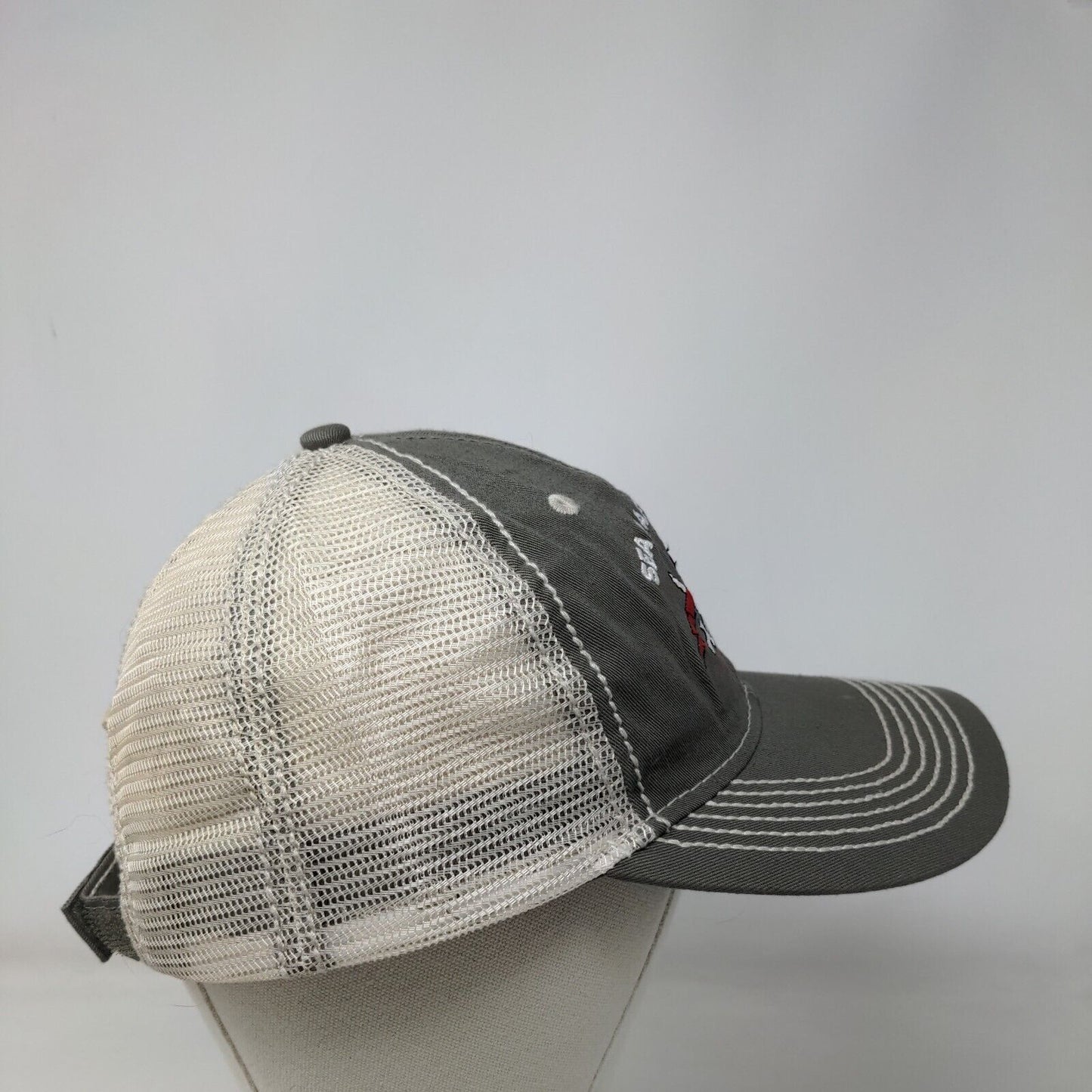 Sea Hag Marina FL Skull Trucker Hat Gray OSFA Adjustable Mesh Back 6 Panel