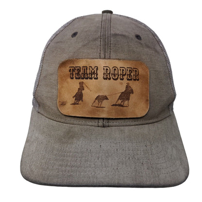 Team Roper Snapback Mesh Back Trucker Hat Multi One Size Leather Patch
