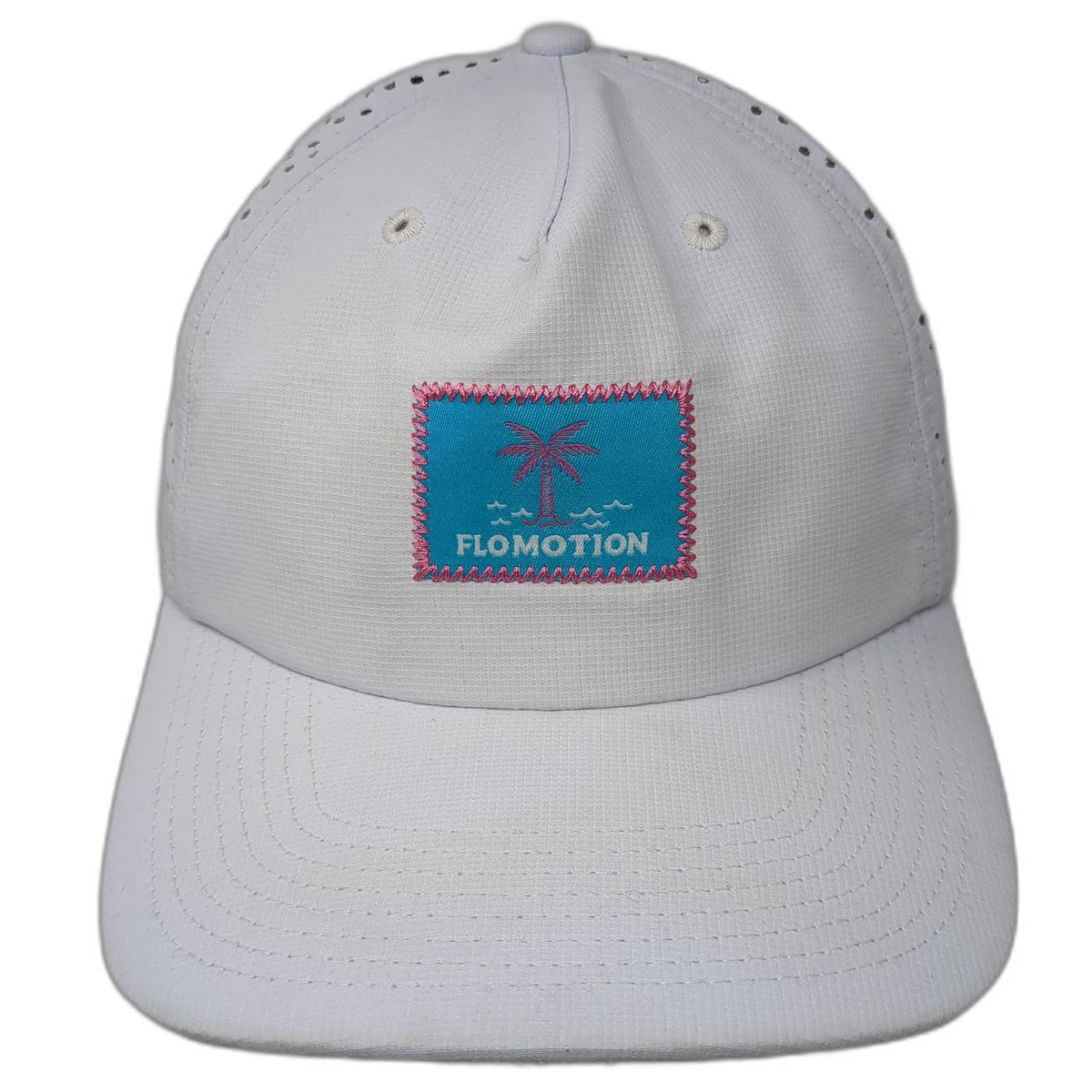 Flomotion Trucker Hat White One Size Palm Tree Perforated Mesh Snapback Beach