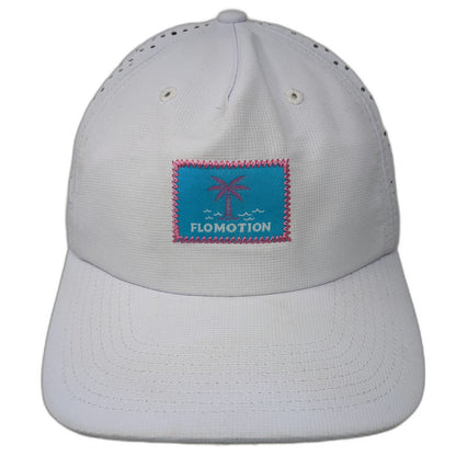 Flomotion Trucker Hat White One Size Palm Tree Perforated Mesh Snapback Beach