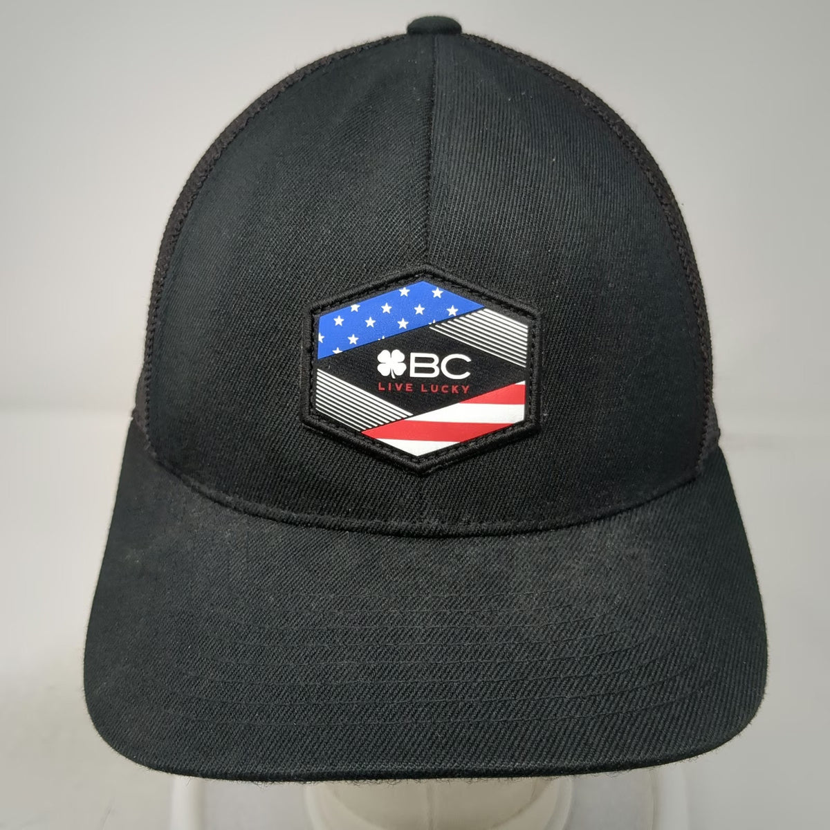 Black Clover Trucker Hat One Size Snapback BC Live Lucky American Flag Patch 110