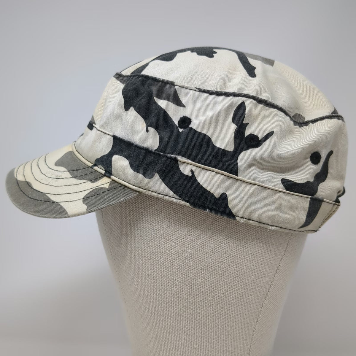 Dorfman Pacific Army Cap White Gray Black Camo One Size Distressed Strapback Hat